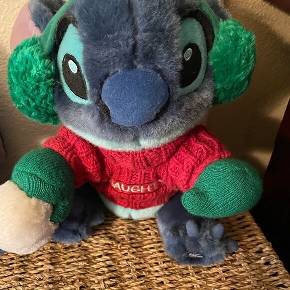 Disney Store Stitch Christmas Plush Naughty Winter Green Knit Sweater set of 2! - Picture 12 of 13